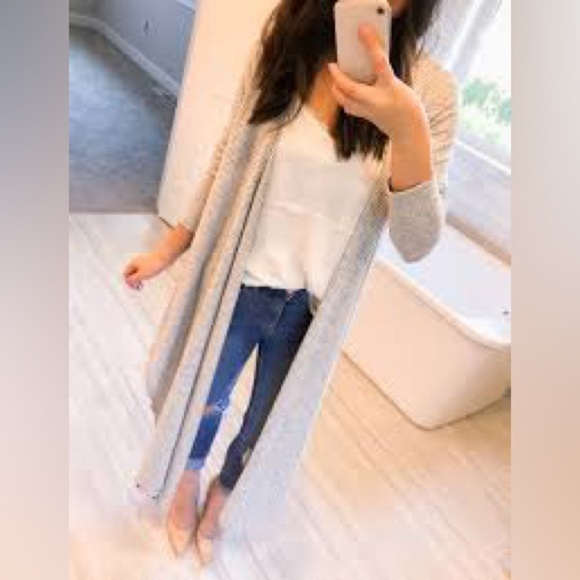 Nordstrom long lightweight gray cardigan size medium - Picture 1 of 9
